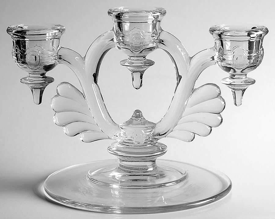 Moondrops-Clear 3 Light Candlestick by New Martinsville-1