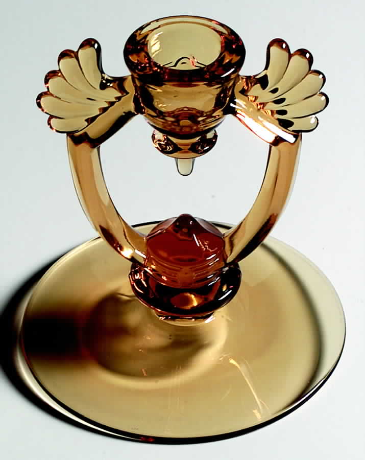 Moondrops-Amber 5" Single Light Candlestick by New Martinsville-1