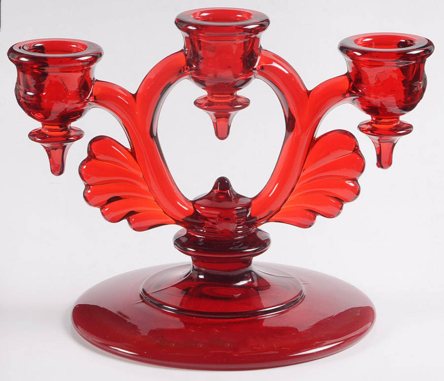 Moondrops-Ruby 3 Light Candlestick by New Martinsville-1