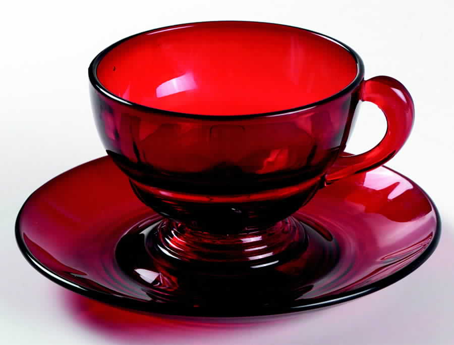 Moondrops-Ruby Cup & Saucer Set by New Martinsville-1
