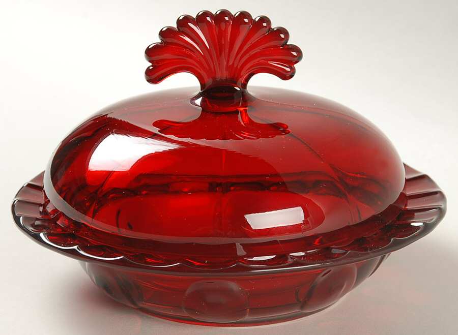 Moondrops-Ruby Round Covered Butter by New Martinsville-1