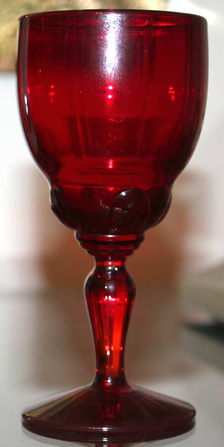 Moondrops-Ruby Water Goblet by New Martinsville-1