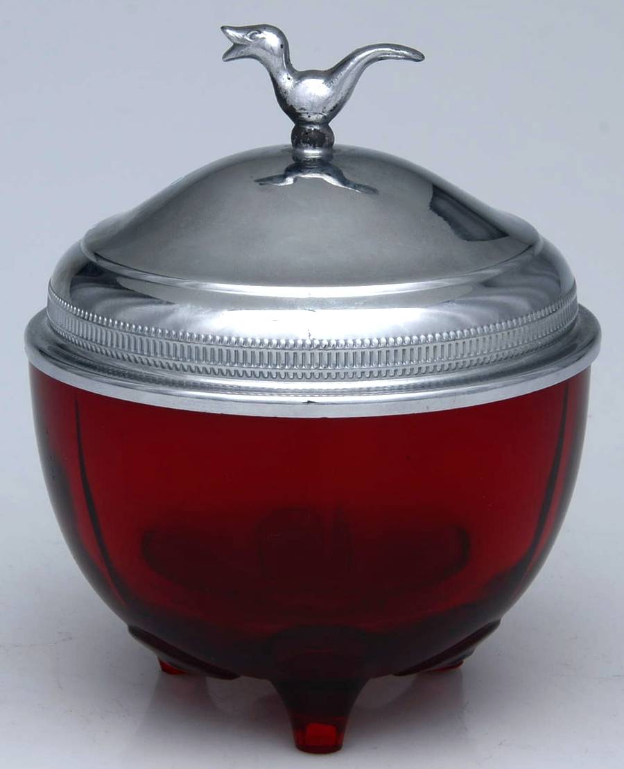 Moondrops-Ruby Powder Jar & Lid by New Martinsville-1