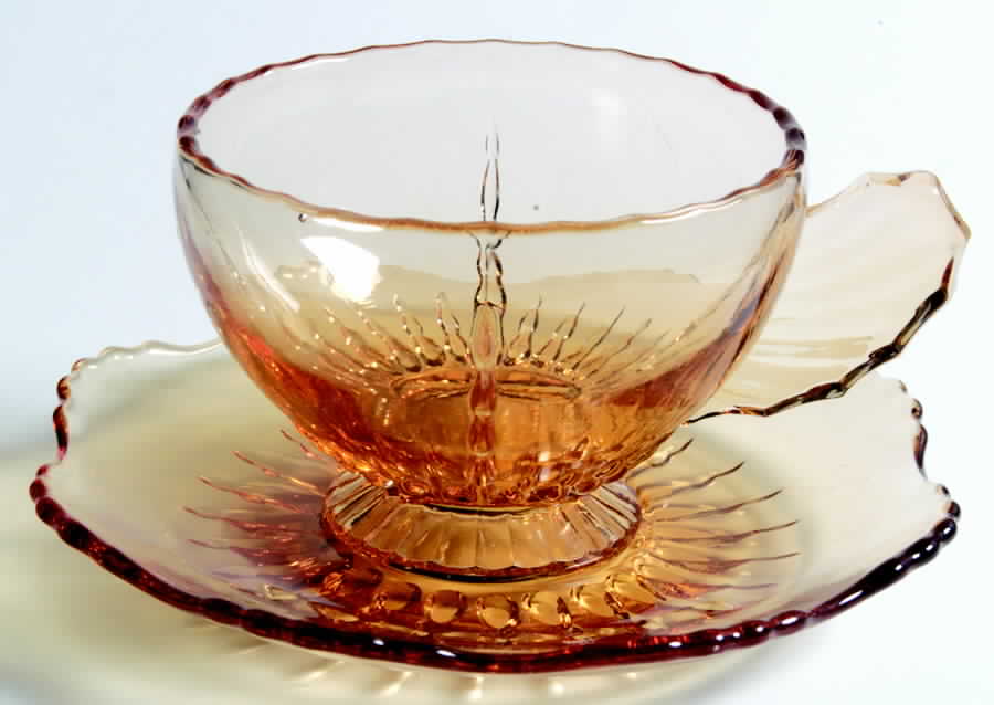 Radiance Amber Cup & Saucer Set by New Martinsville-1