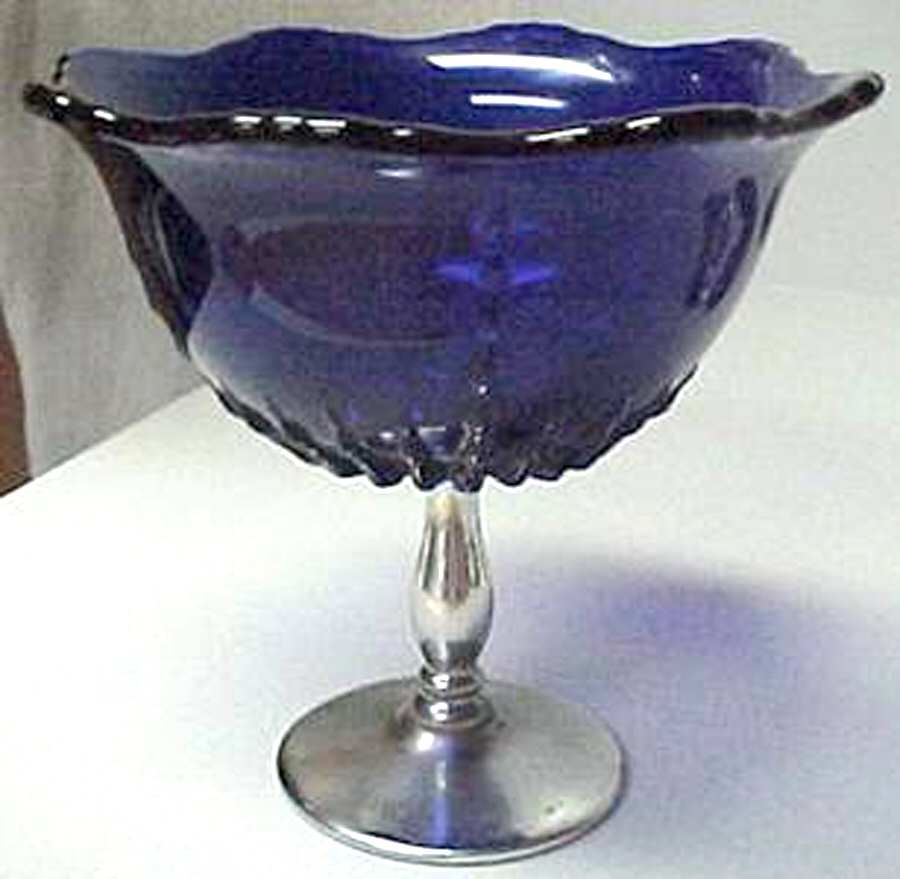 Radiance Cobalt Blue Bon Bon with Metal Stem by New Martinsville-1