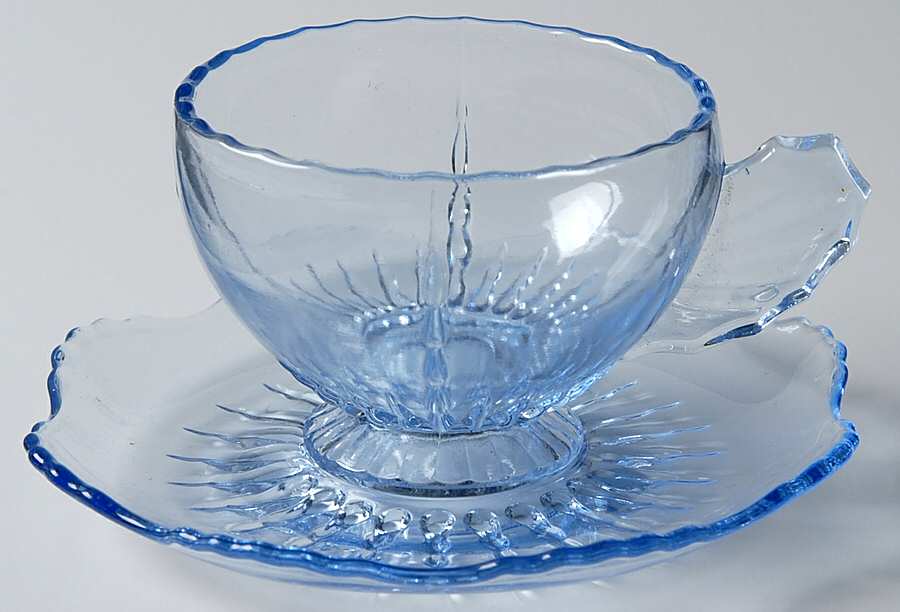 Radiance Ice Blue Cup & Saucer Set by New Martinsville-1