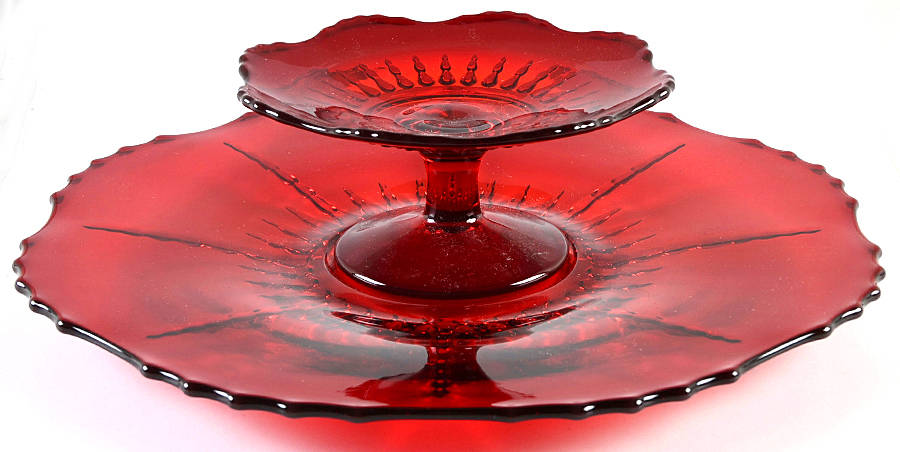 Radiance Ruby (No Trim) Cheese & Cracker Set by New Martinsville-1