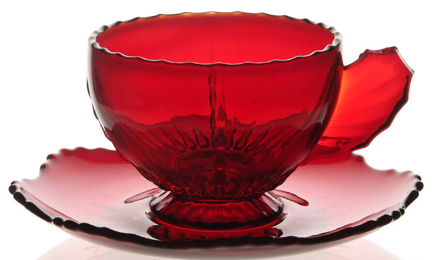 Radiance Ruby (No Trim) Cup & Saucer Set by New Martinsville-1
