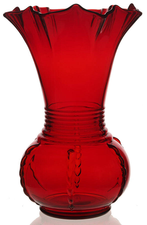 Radiance Ruby (No Trim) 10" Double Crimped Vase by New Martinsville-1