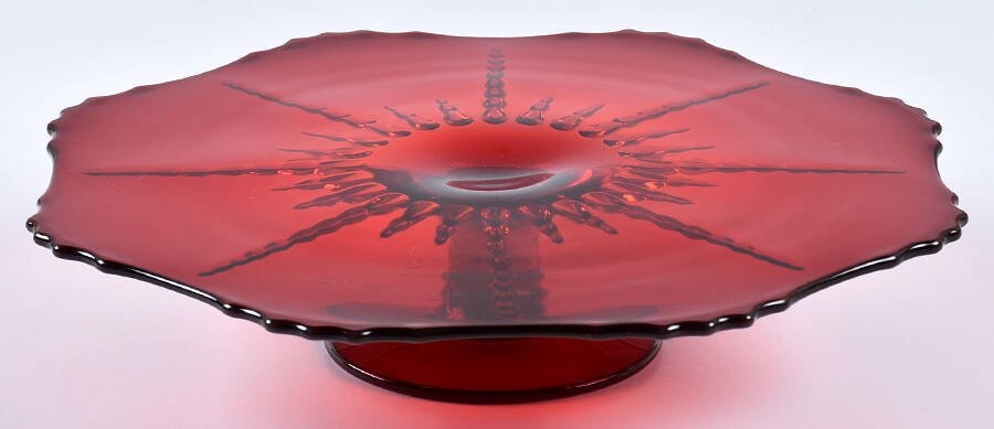 Radiance Ruby (No Trim) Footed Cake Plate by New Martinsville-1