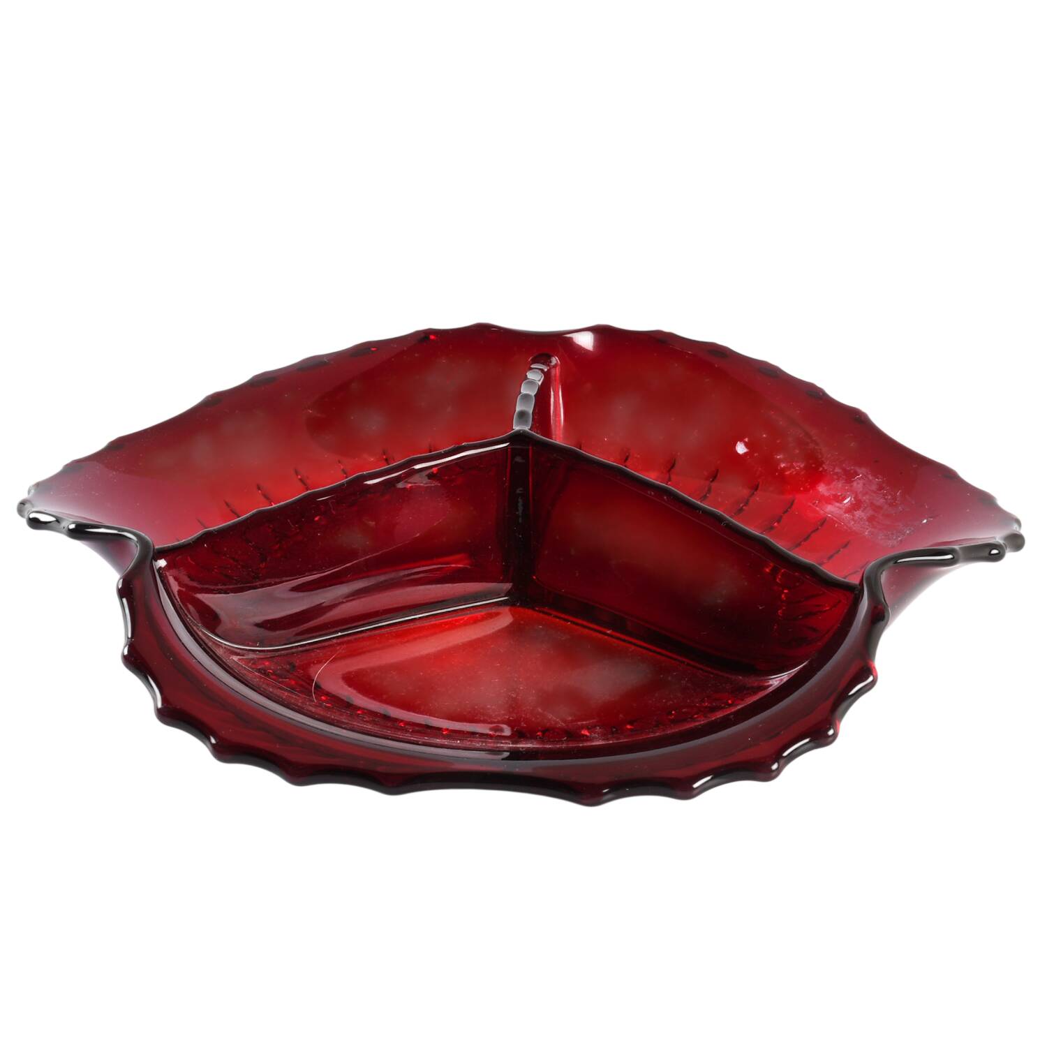 Radiance Ruby (No Trim) 9" 3 Part Round Relish by New Martinsville-1