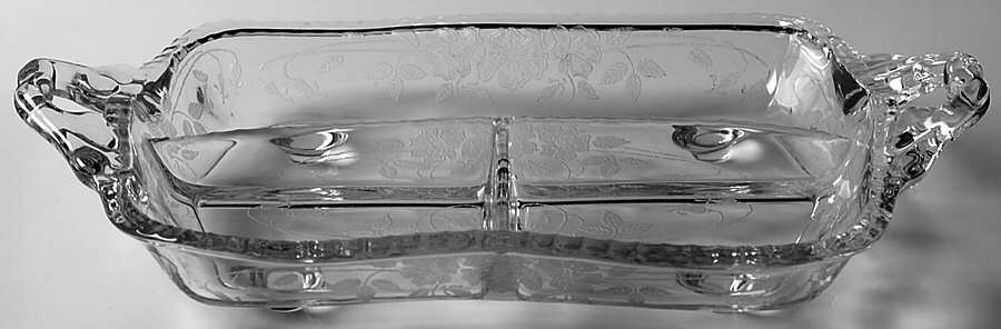 Wild Rose 12" Oblong 3 Part Celery/Relish by New Martinsville-1