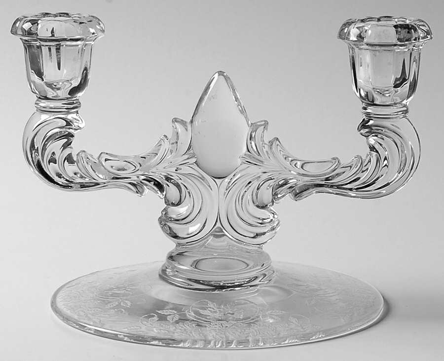 Wild Rose Double Light Candlestick by New Martinsville-1