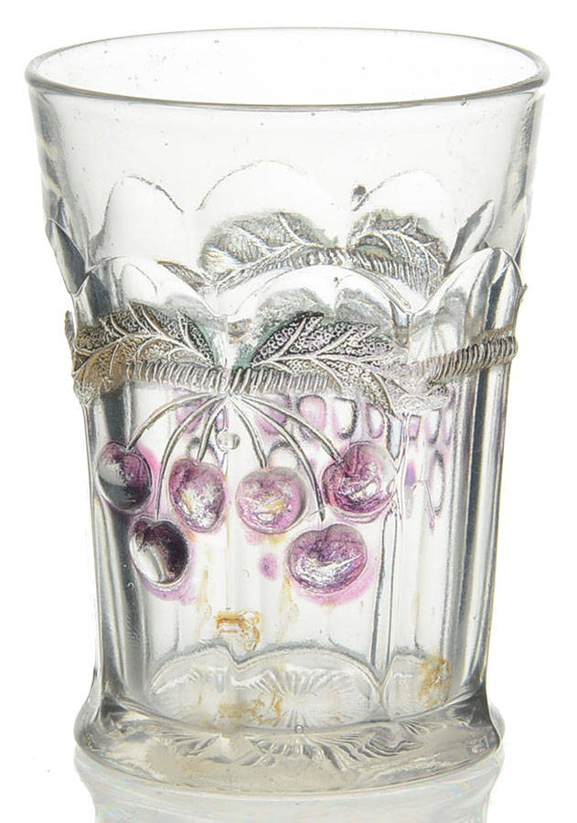 Cherry and Cable Clear Ruby 9 Oz Flat Tumbler by Northwood-1