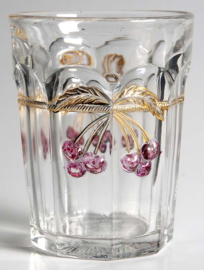 Cherry and Cable Clear Ruby 9 Oz Flat Tumbler by Northwood-1