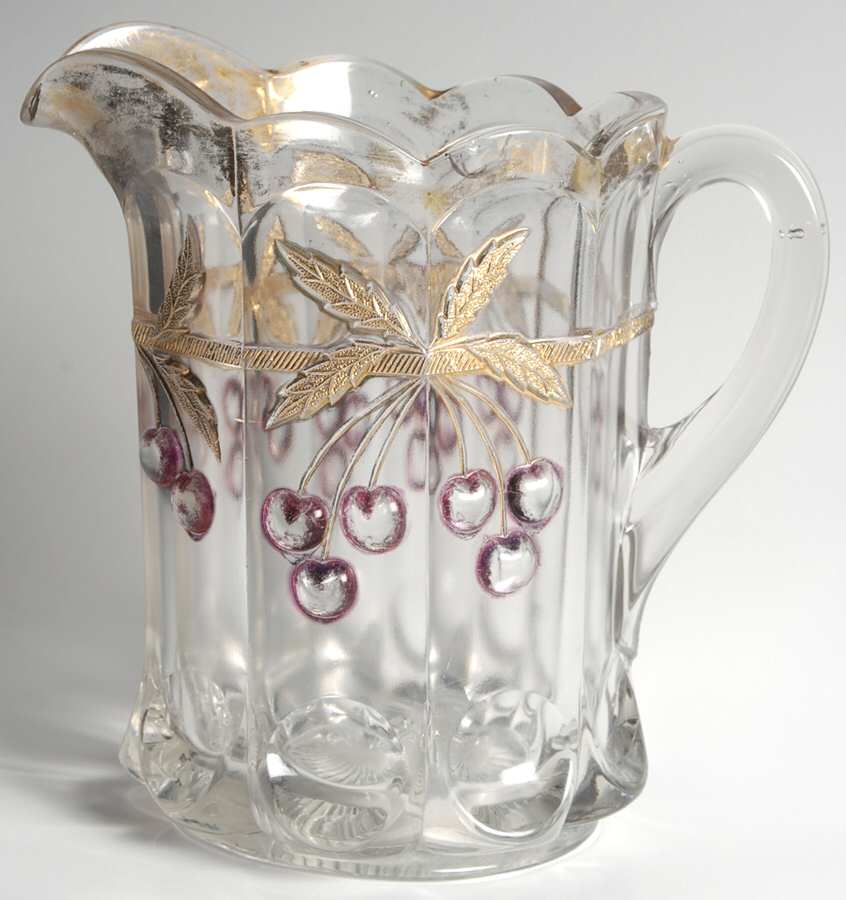 Cherry and Cable Clear Ruby 56 Oz Pitcher by Northwood-1