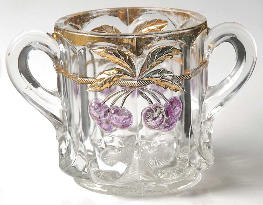 Cherry and Cable Clear Ruby Open Sugar by Northwood-1