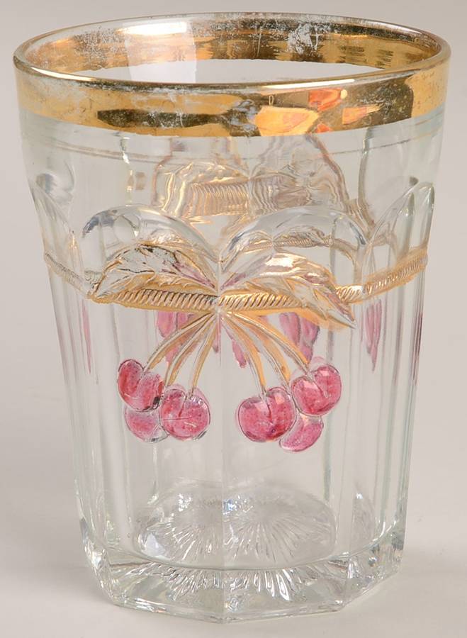 Cherry and Cable Clear Ruby 8 Oz Flat Tumbler by Northwood-1