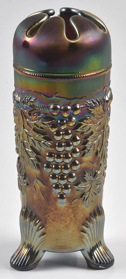 Grape and Cable Amethyst Hatpin Holder by Northwood-1