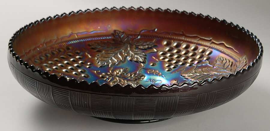 Grape and Cable Amethyst 10" Cupped Bowl by Northwood-1
