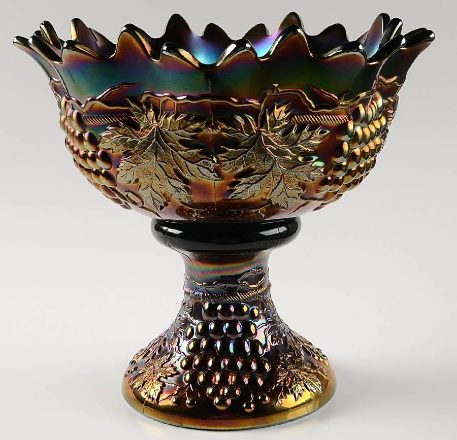 Grape and Cable Amethyst Punch Bowl with Stand by Northwood-1