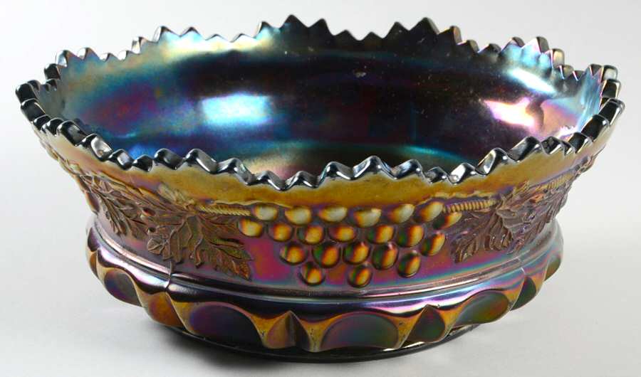 Grape and Cable Amethyst 9" Round Bowl by Northwood-1