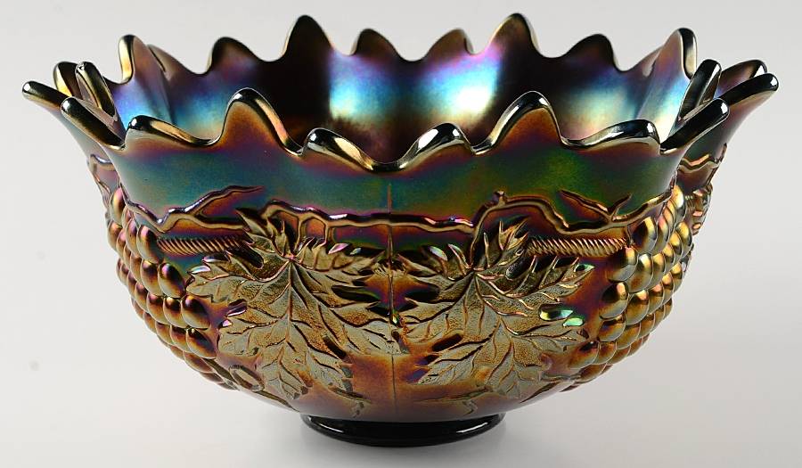 Grape and Cable Amethyst Punch Bowl by Northwood-1
