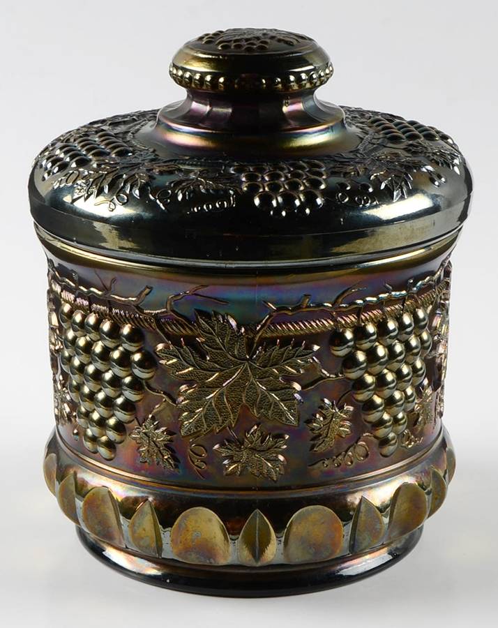 Grape and Cable Amethyst Tobacco Jar & Lid by Northwood-1