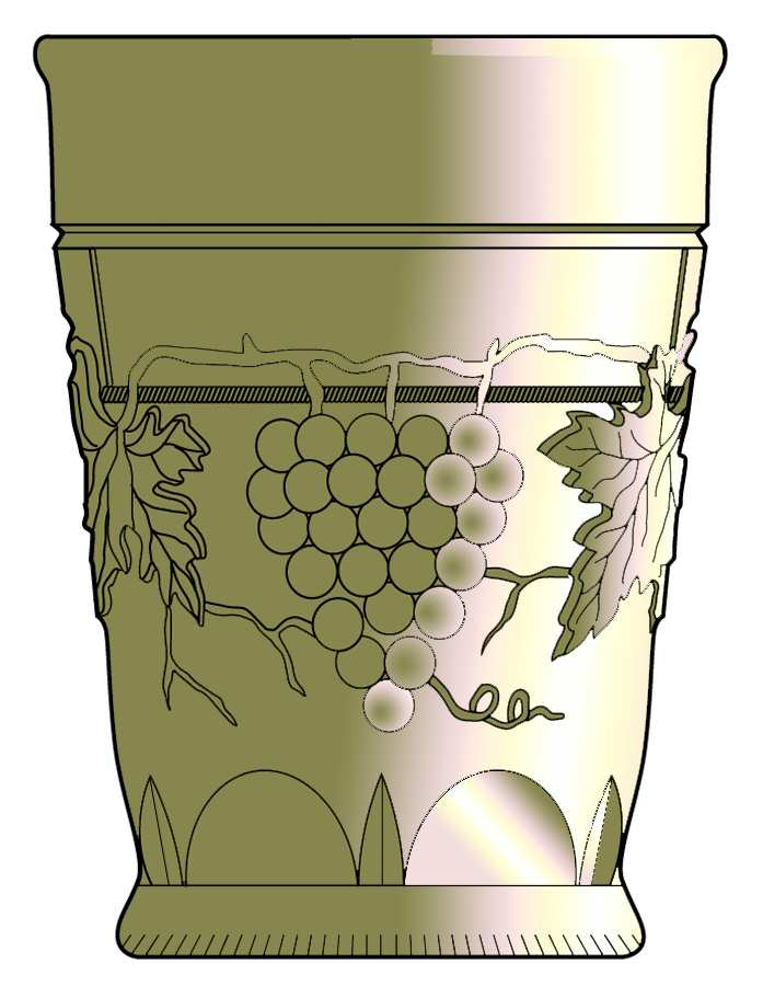 Grape and Cable Green Flat Tumbler by Northwood-1