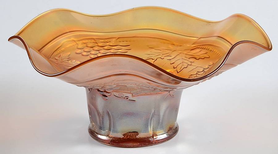 Grape and Cable Marigold Round Whimsey Bowl by Northwood-1