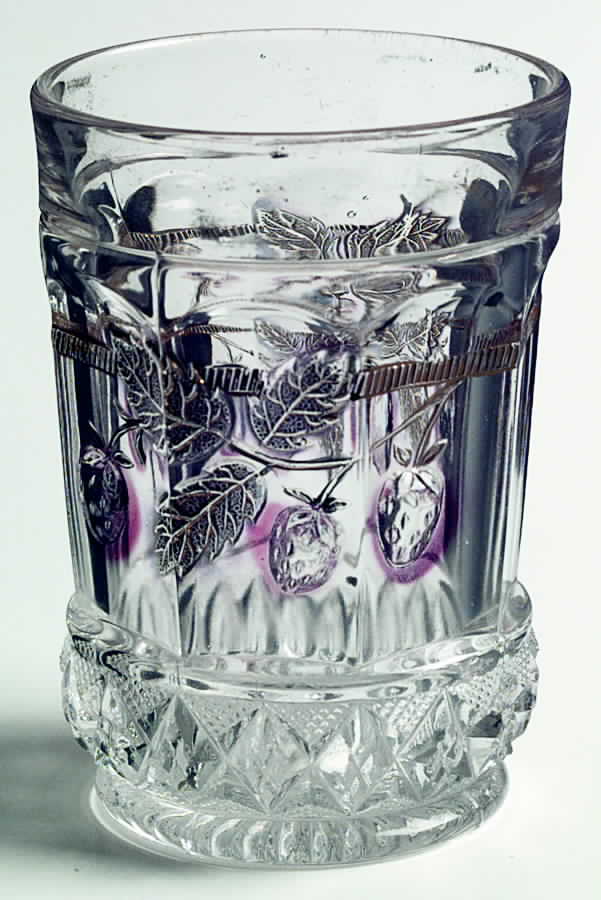 Strawberry and Cable Ruby (Gold Accent) Flat Tumbler by Northwood-1