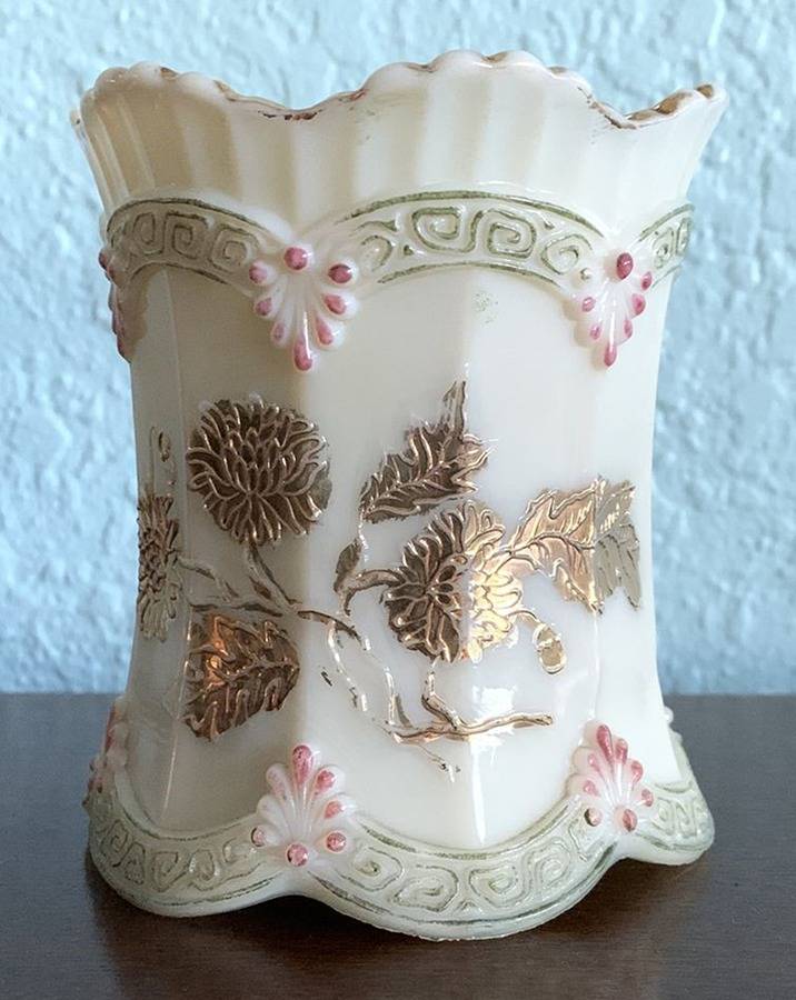 Chrysanthemum Sprig-Custard Open Spooner by Northwood-1