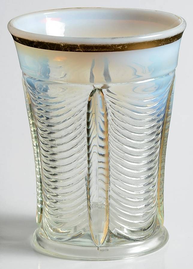 Drapery-White Opalescent Flat Tumbler by Northwood-1