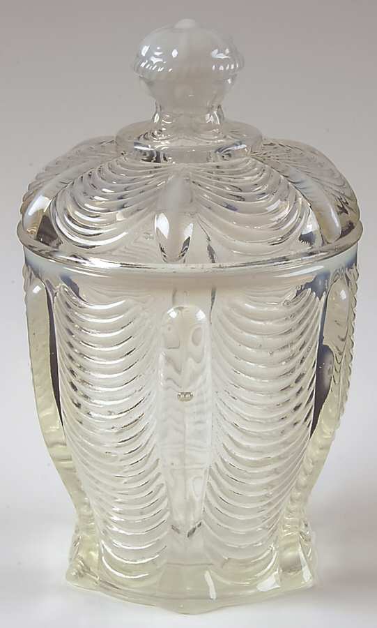 Drapery-White Opalescent Sugar Bowl & Lid by Northwood-1