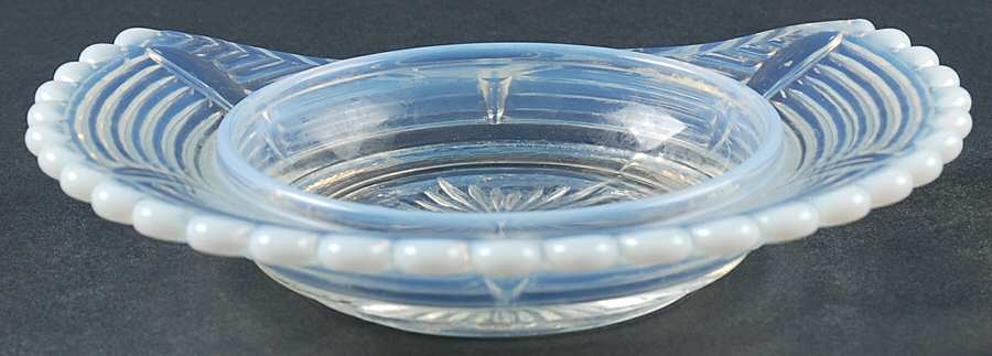 Drapery-White Opalescent Round Butter Dish No Lid by Northwood-1
