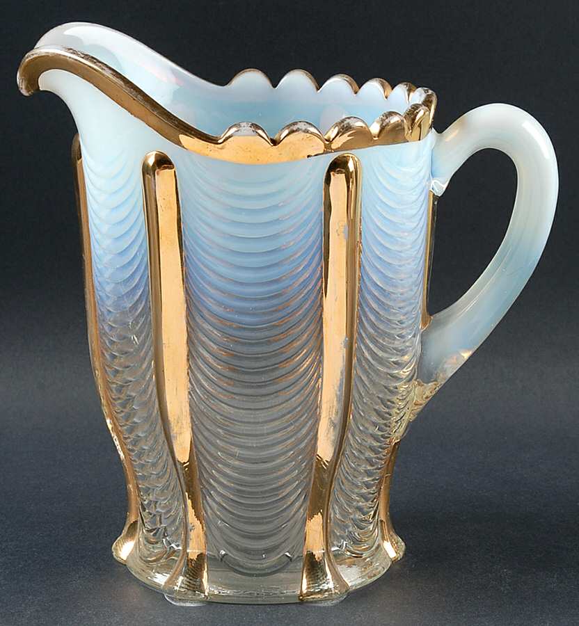 Drapery-White Opalescent 64 Oz Pitcher by Northwood-1