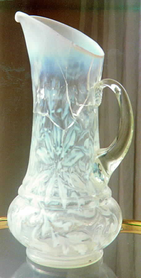 Poinsettia-White Opalescent Pitcher by Northwood-1