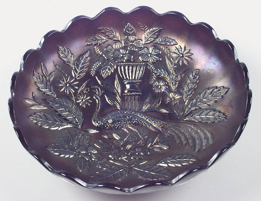 Peacock and Urn-Amtheyst Round Bowl by Northwood-1