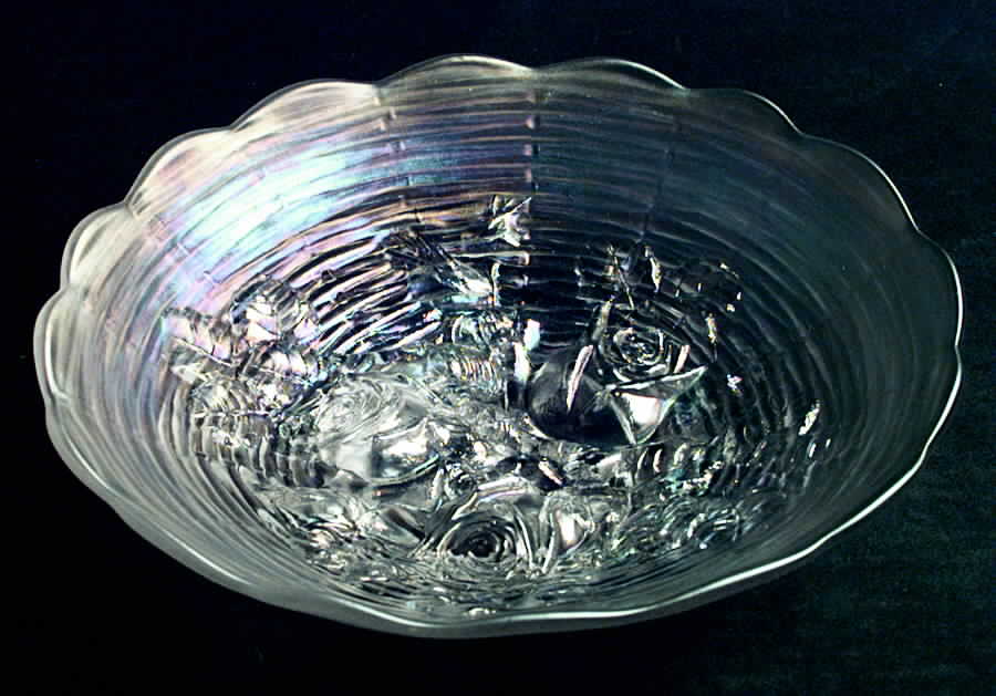 Rose Show White (Carnival) 8" Round Bowl by Northwood-1