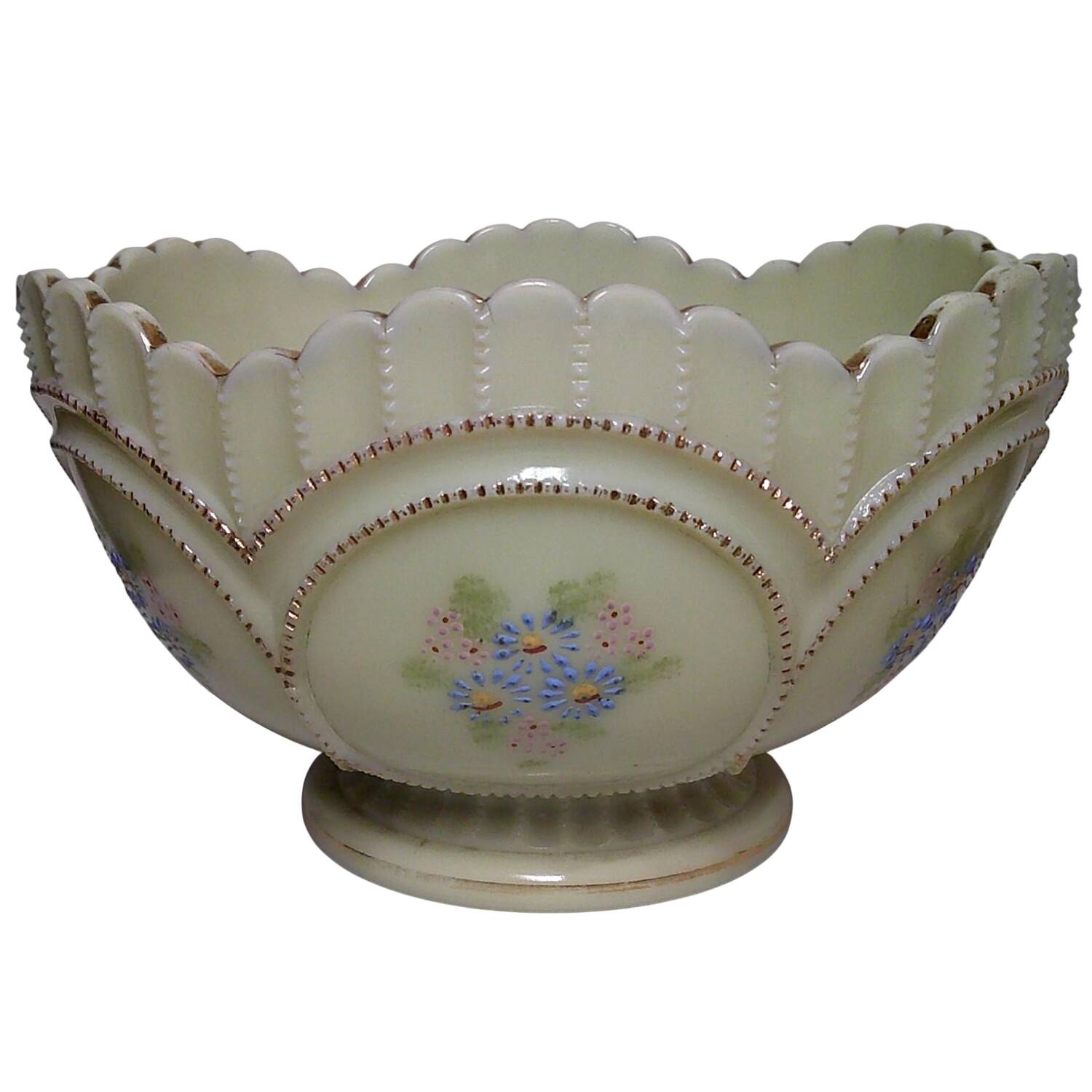 Beaded Circle-Custard Large Fruit Bowl by Northwood-1