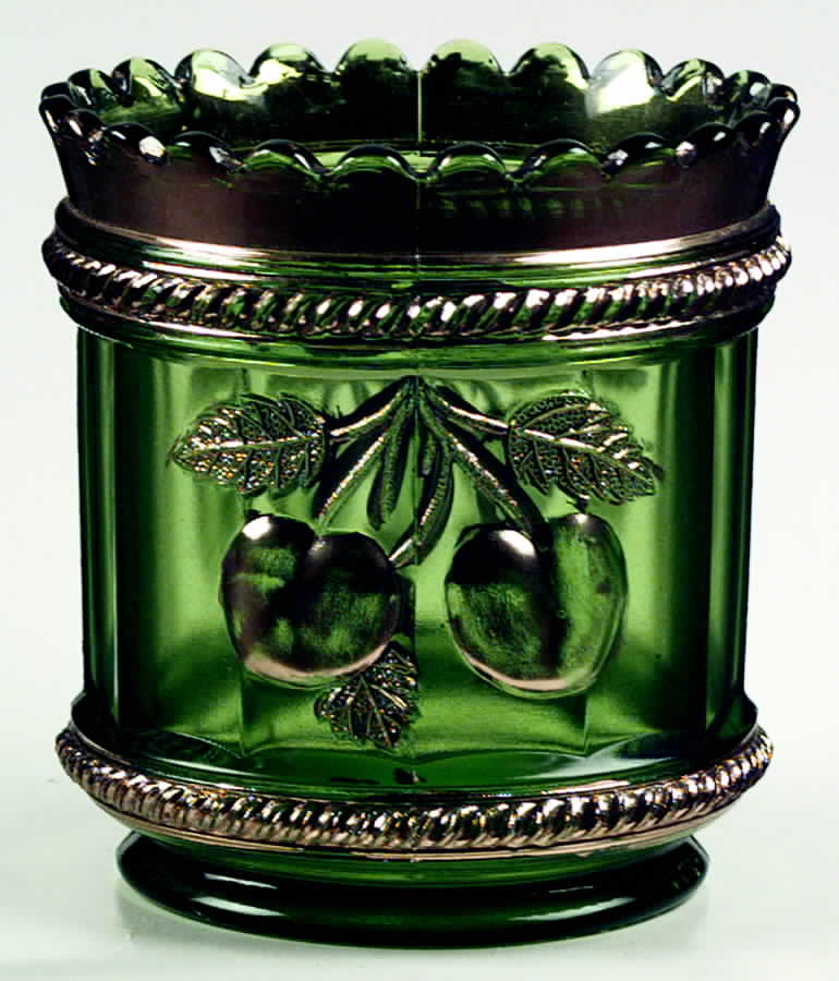 Peach-Green Spooner & Lid by Northwood-1