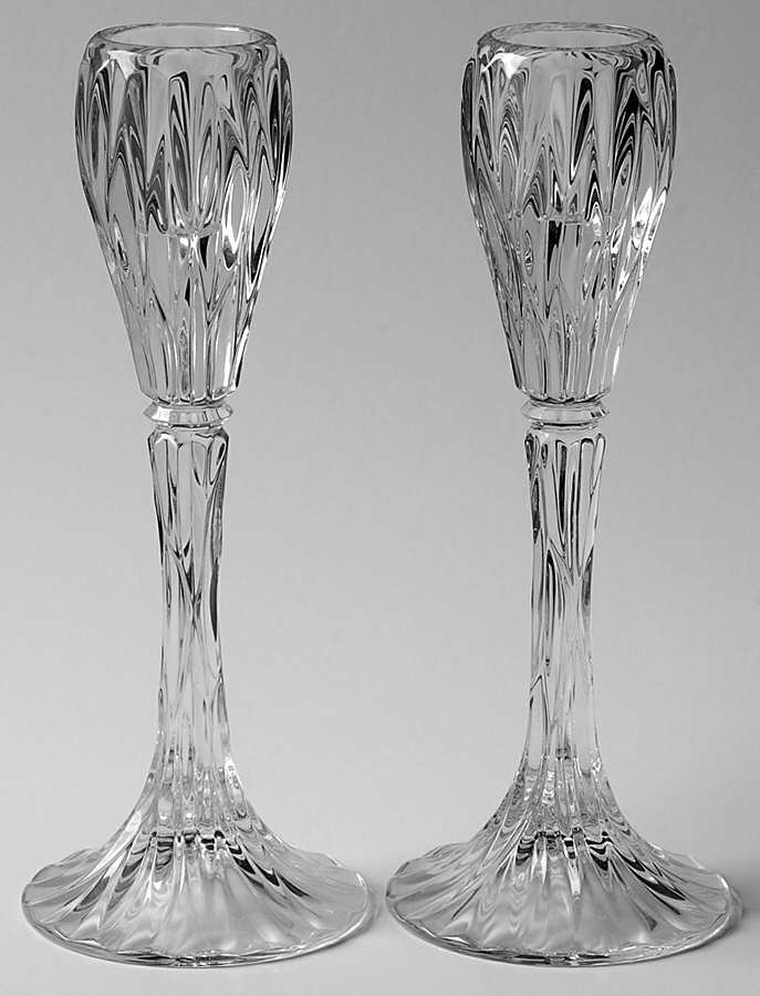 Satin Leaves (Set of 2) 6" Single Light Candlesticks by Noritake-1