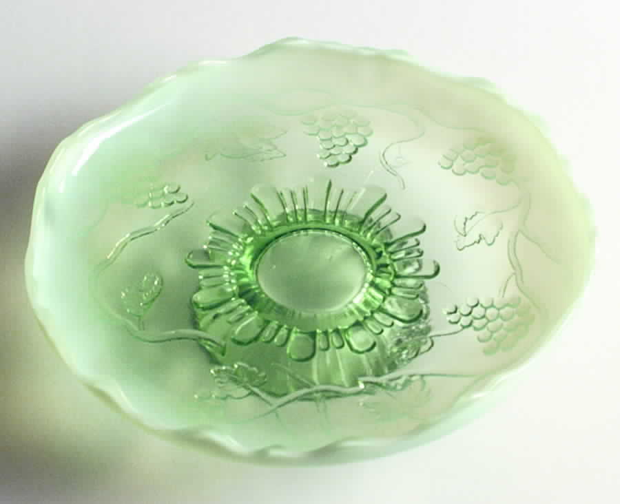Vintage Green Opalescent Tidbit by Northwood-1