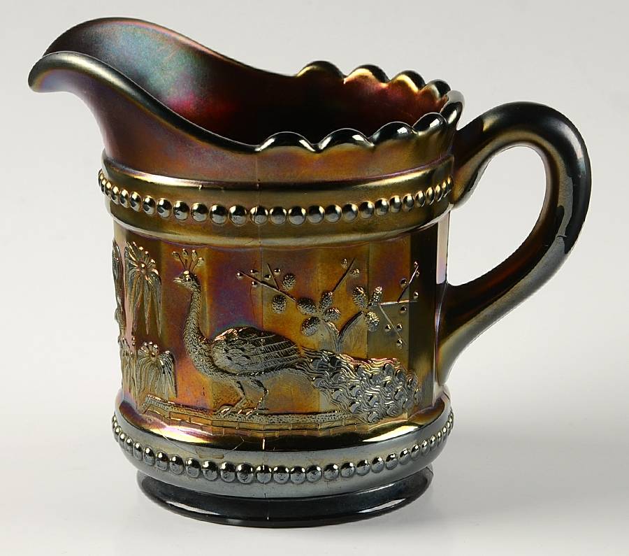 Peacock At The Fountain Cobalt Creamer by Northwood-1
