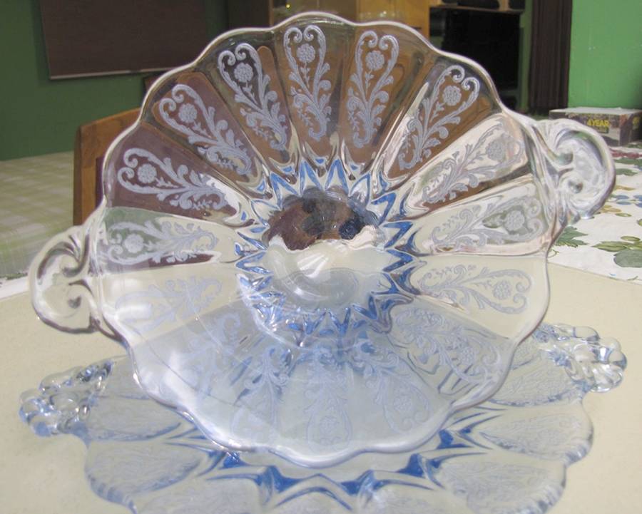 Canterbury-Blue 9" 2 Handled Plate by New Martinsville-1