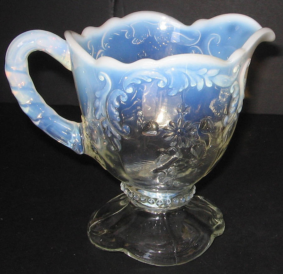 Intaglio White Opalescent Creamer by Northwood-1