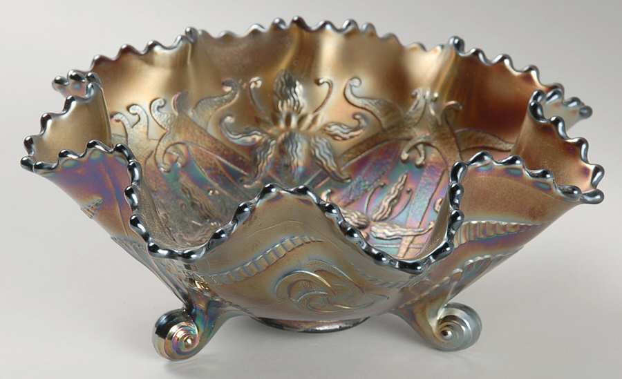 Wishbone Amethyst 7" 3-Toed Footed Bowl by Northwood-1