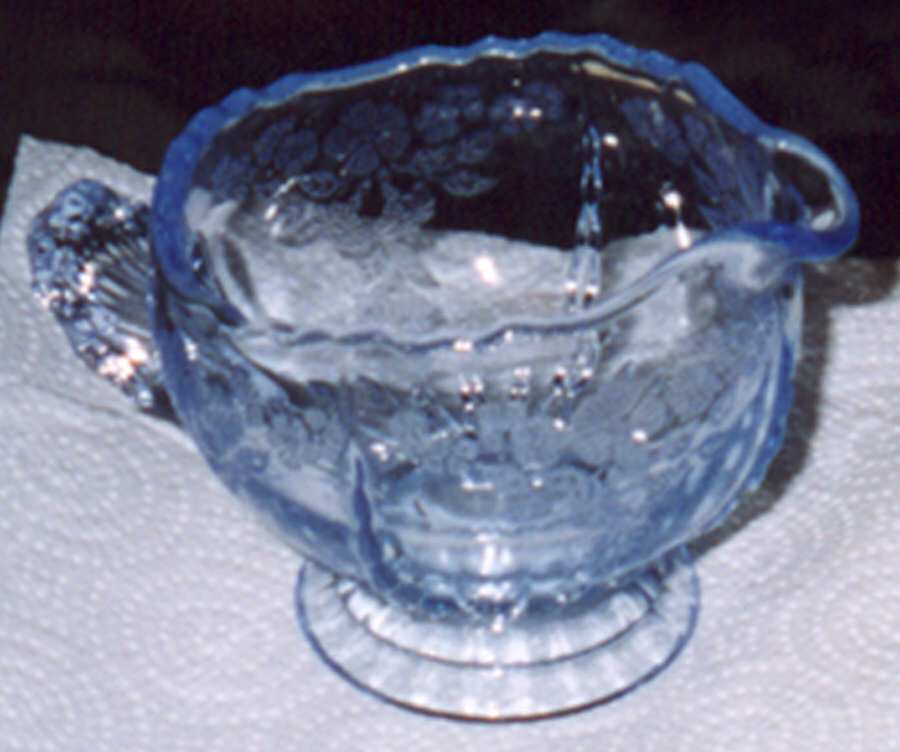 Flower Basket-Blue Creamer by New Martinsville-1
