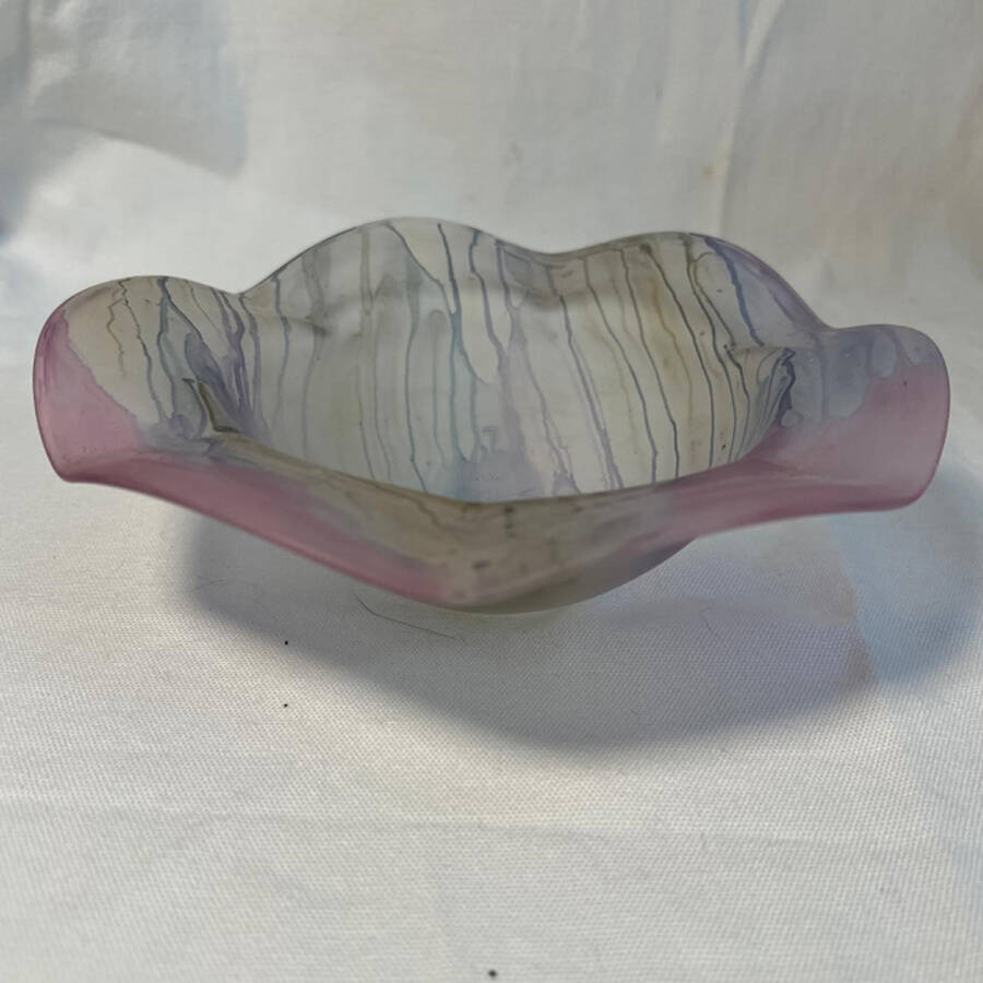 Rueven 7" Round Crimped Bowl by Nouveau Art Glass -1