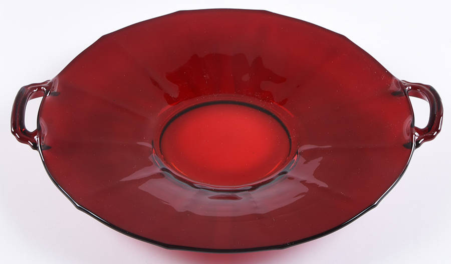 34-Ruby Handled Cake Plate by New Martinsville-1